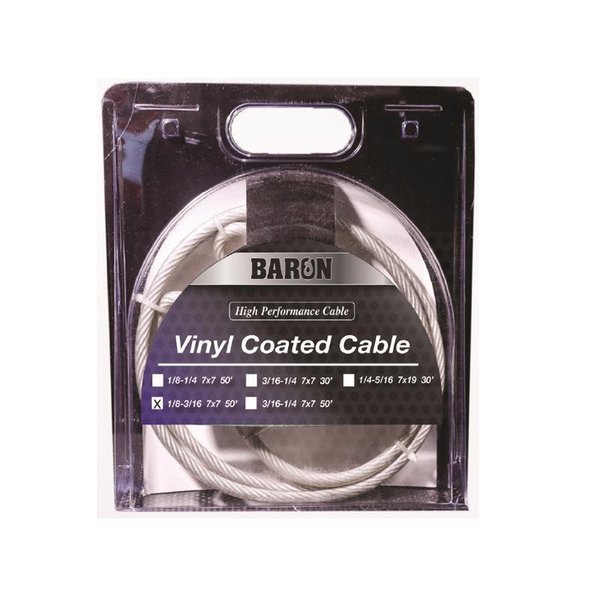 Baron Vinyl Coated Galvanized Steel 1/8-3/16 in. D X 50 ft. L Aircraft Cable 01205